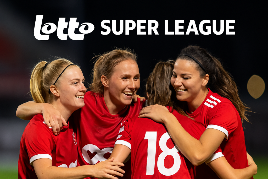 Een afbeelding van speelsters van de Lotto Super League.