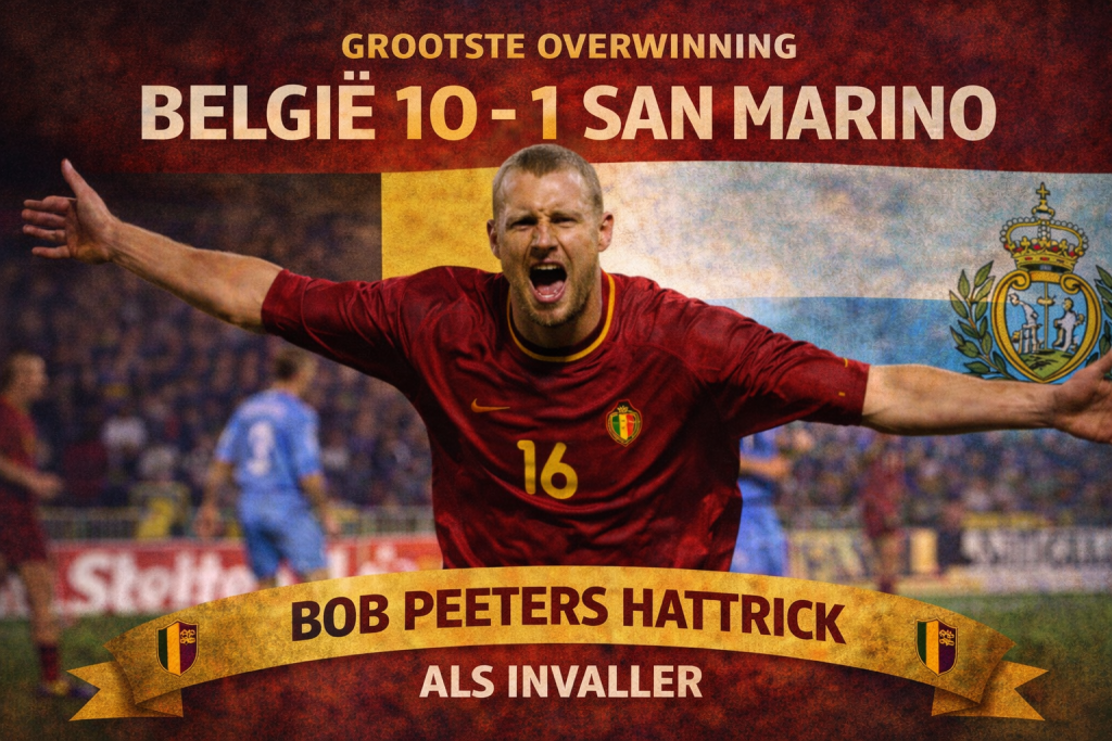 Bob Peeters centraal in de 10-1 overwinning van de Rode Duivels tegen San Marino.