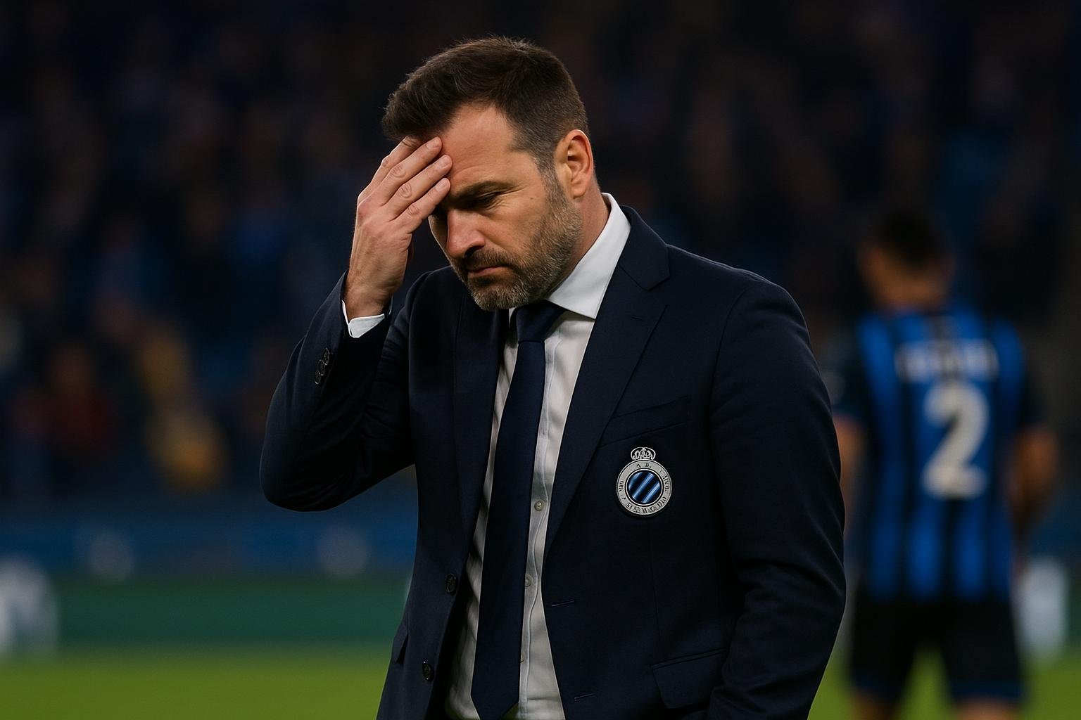 Teleurgestelde Ivan Leko langs de lijn bij Club Brugge tegen Arsenal