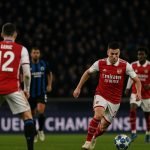 Spelmoment tijdens de Champions League-wedstrijd tussen Club Brugge en Arsenal