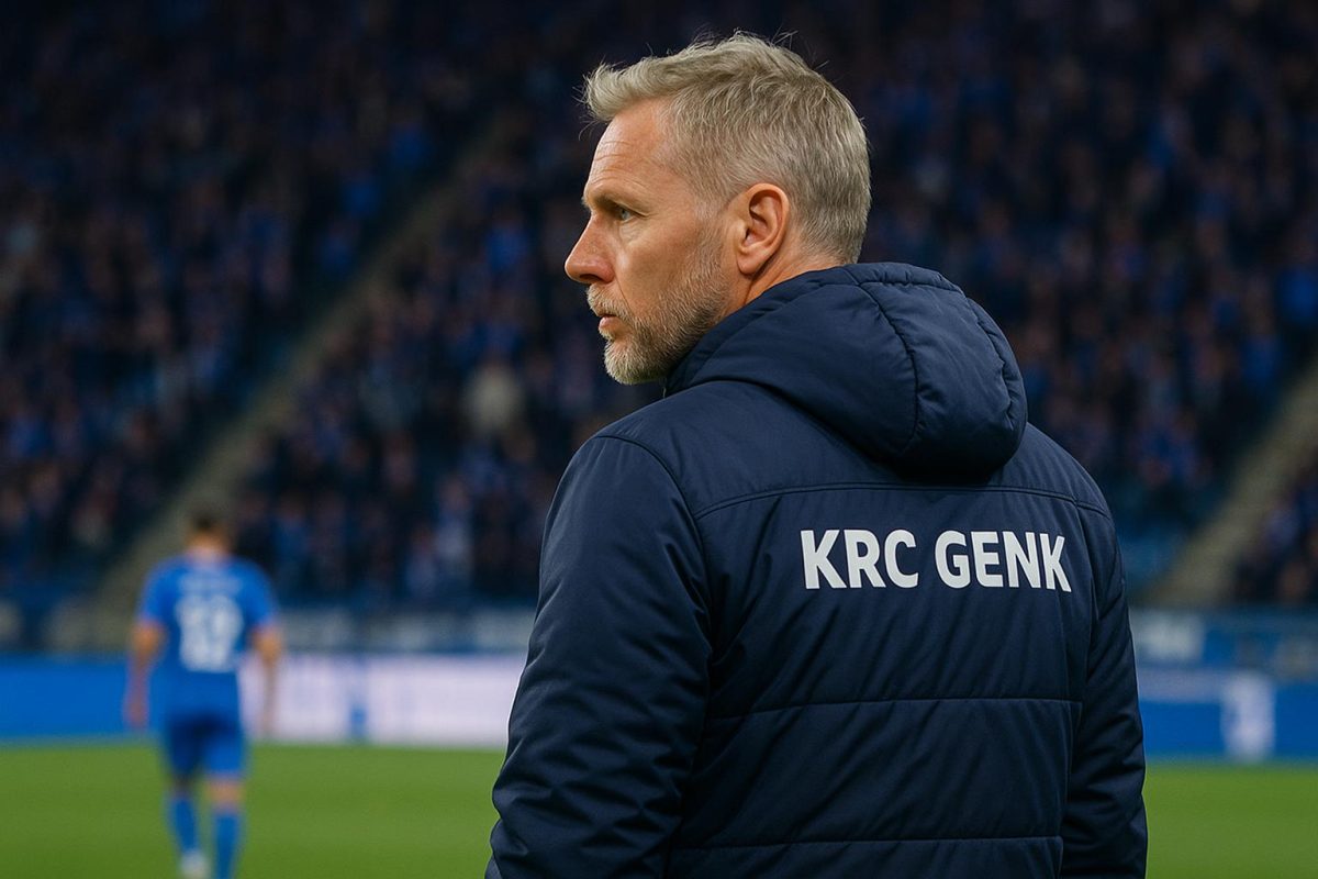 Thorsten Fink langs de lijn tijdens een wedstrijd van KRC Genk