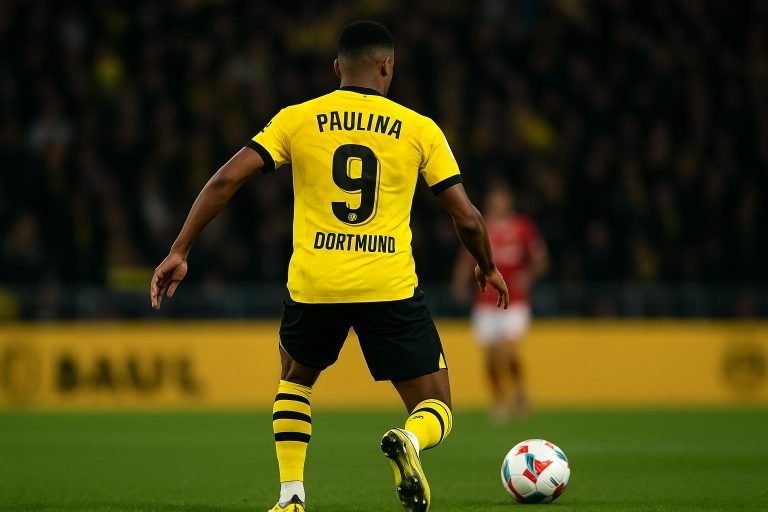 Jordi Paulina in actie voor Borussia Dortmund II tijdens een wedstrijd