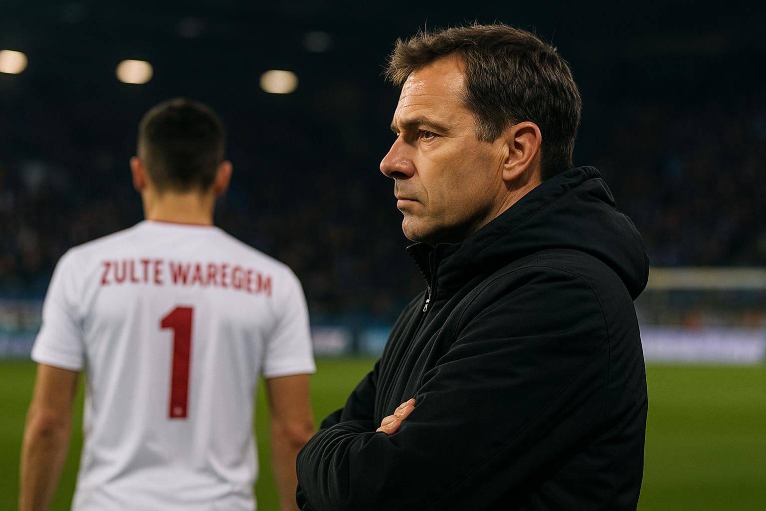 Sven Vandenbroeck langs de lijn bij een match van Zulte Waregem