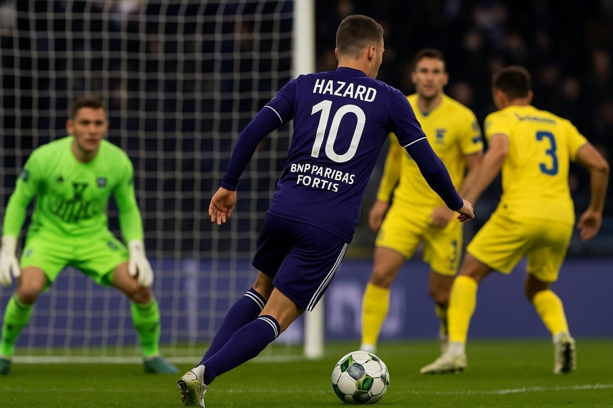Thorgan Hazard in betwiste penaltyfase voor Anderlecht tegen STVV