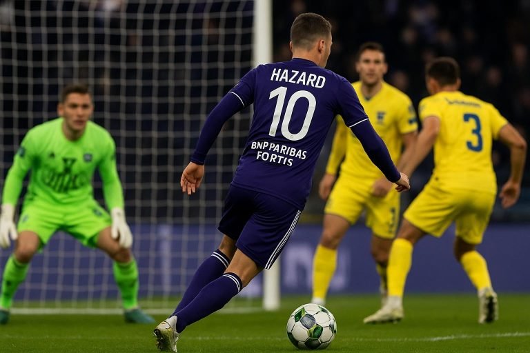 Thorgan Hazard in betwiste penaltyfase voor Anderlecht tegen STVV