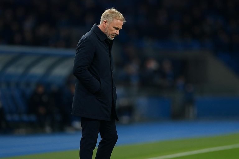 Ontslagen coach Thorsten Fink langs de lijn bij KRC Genk
