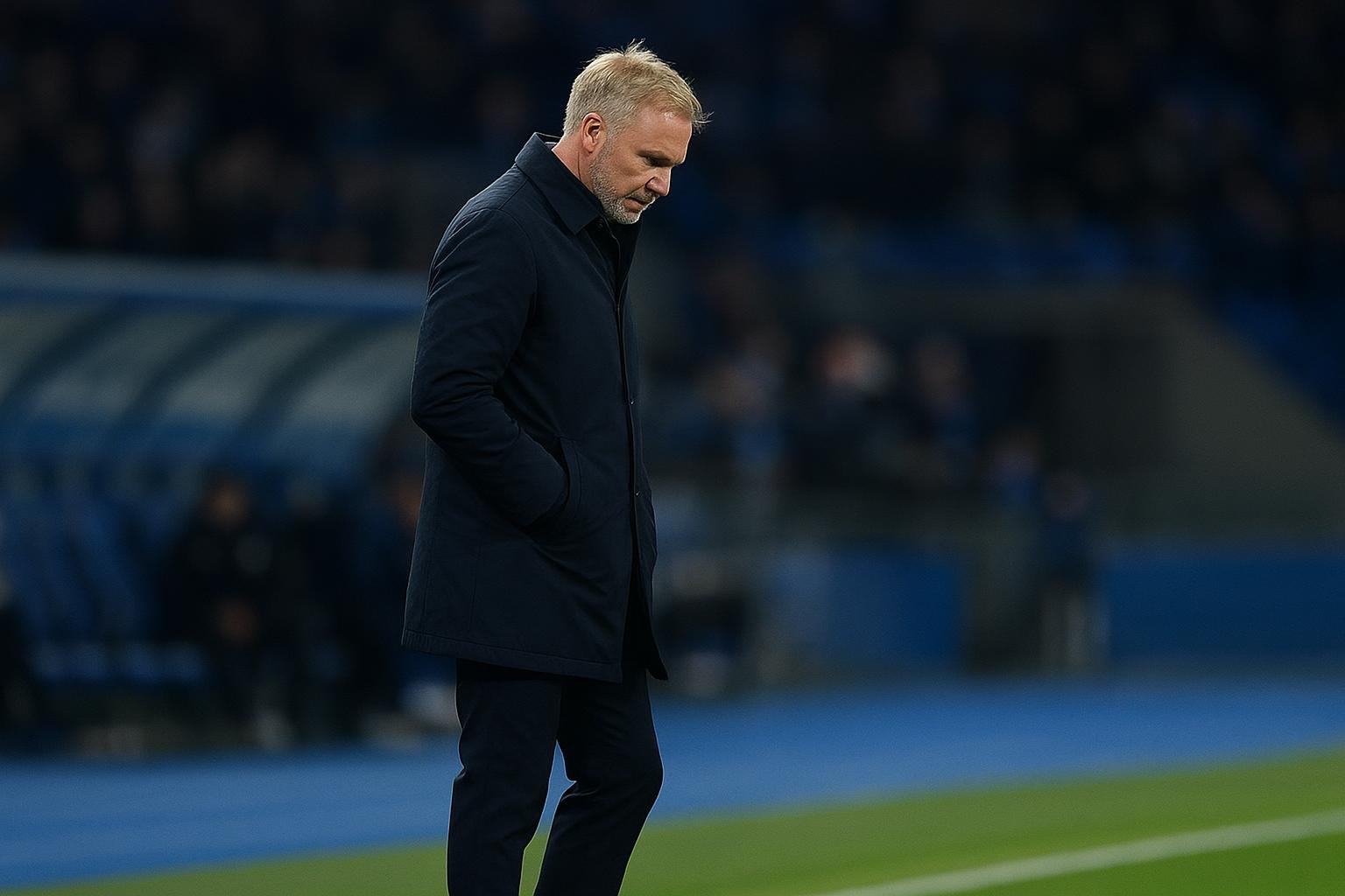 Ontslagen coach Thorsten Fink langs de lijn bij KRC Genk