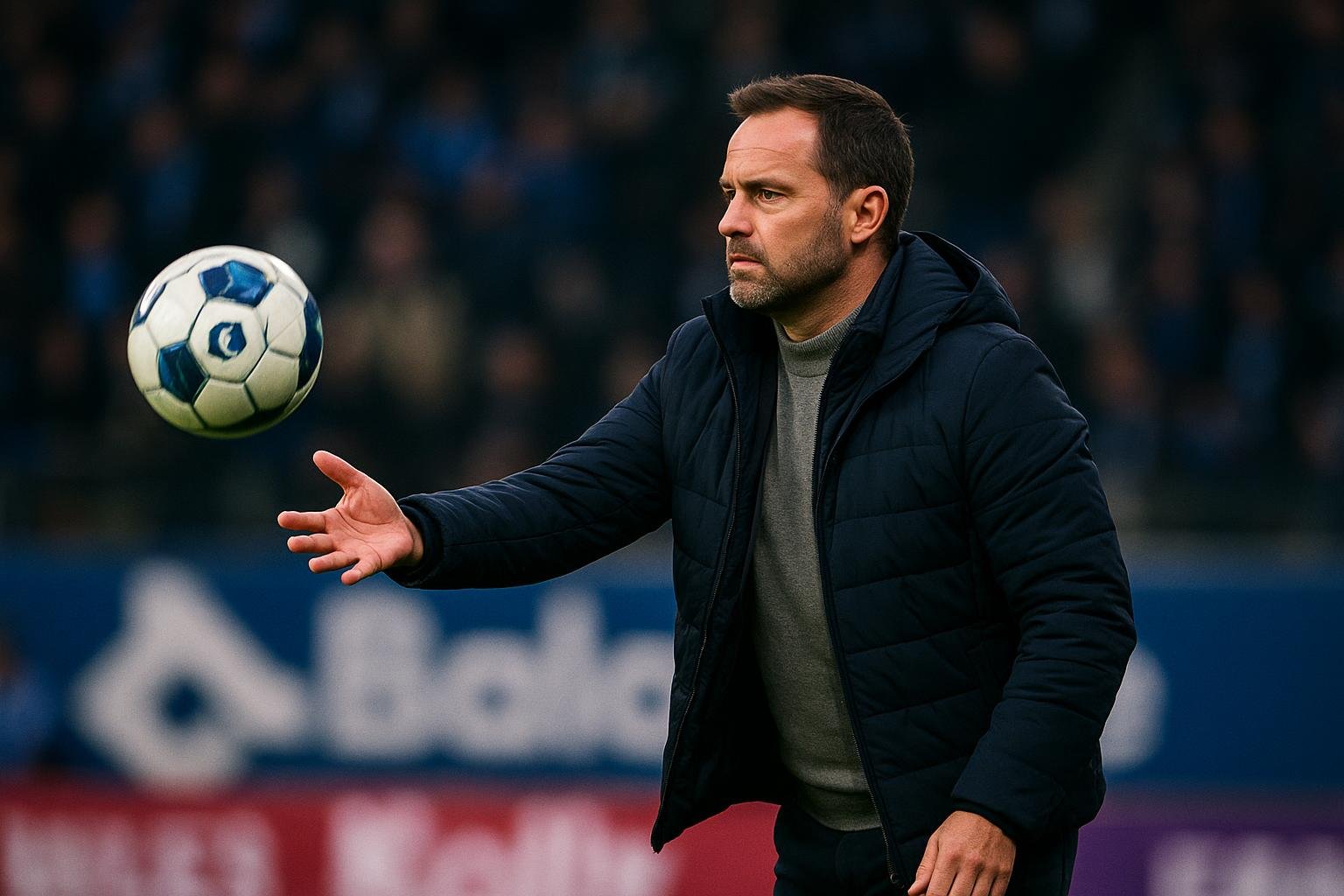 Rik De Mil langs de lijn tijdens een wedstrijd van KAA Gent