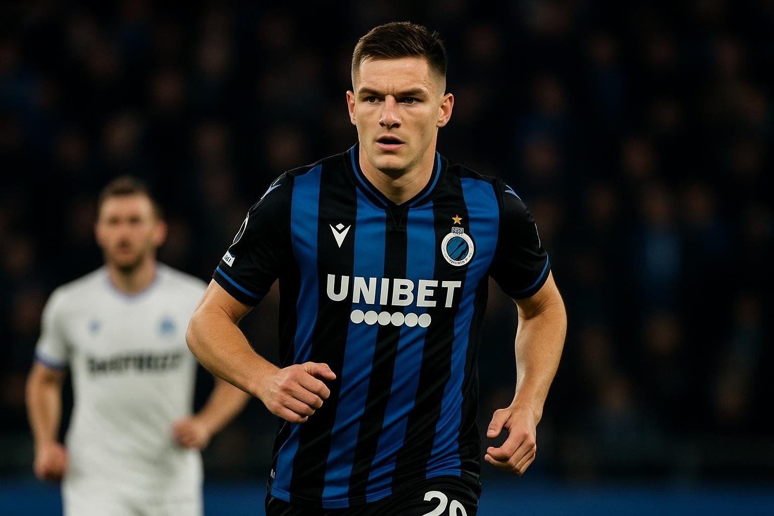 Christos Tzolis in actie voor Club Brugge tijdens een wedstrijd