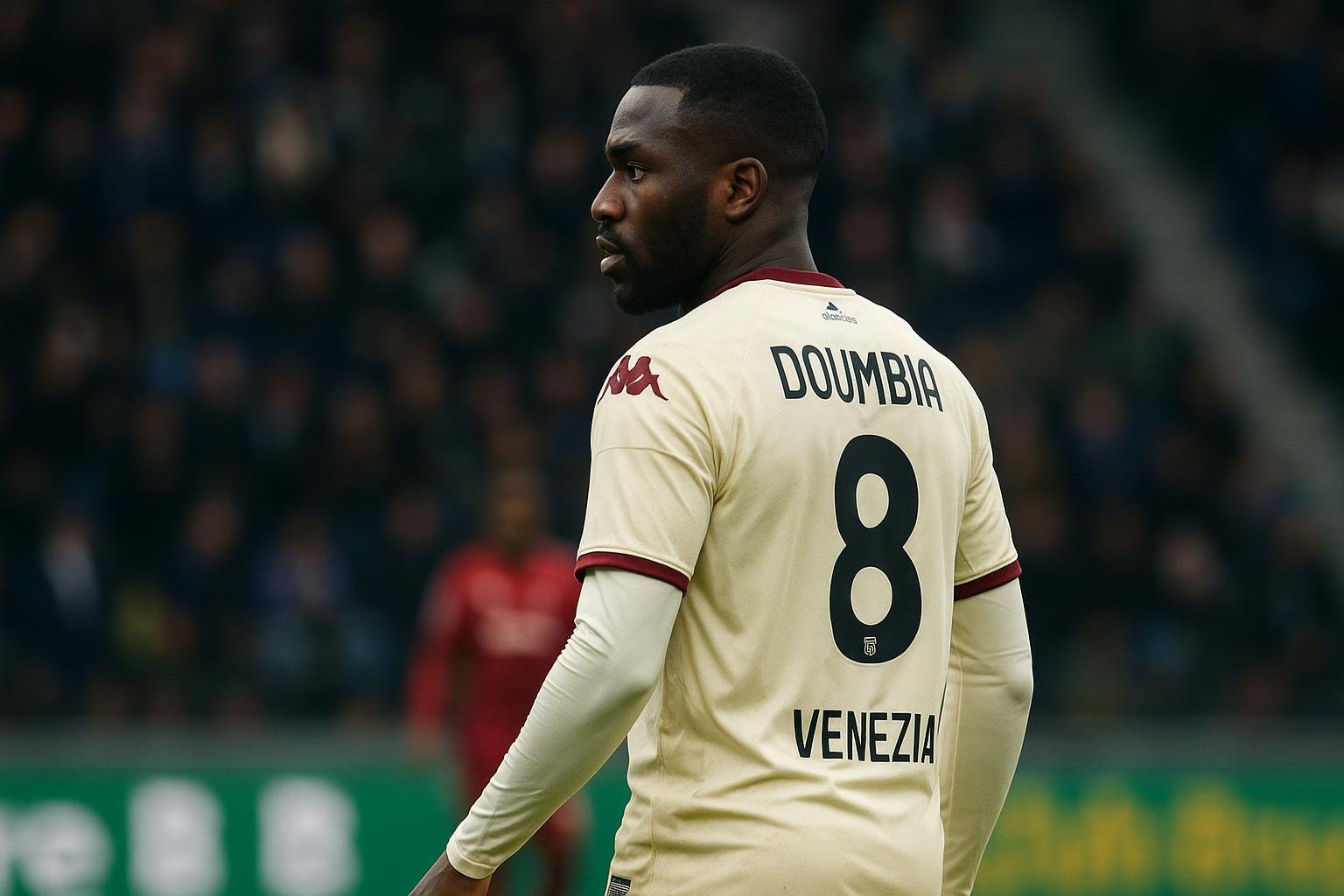 Issa Doumbia in actie voor Venezia tijdens een competitiewedstrijd