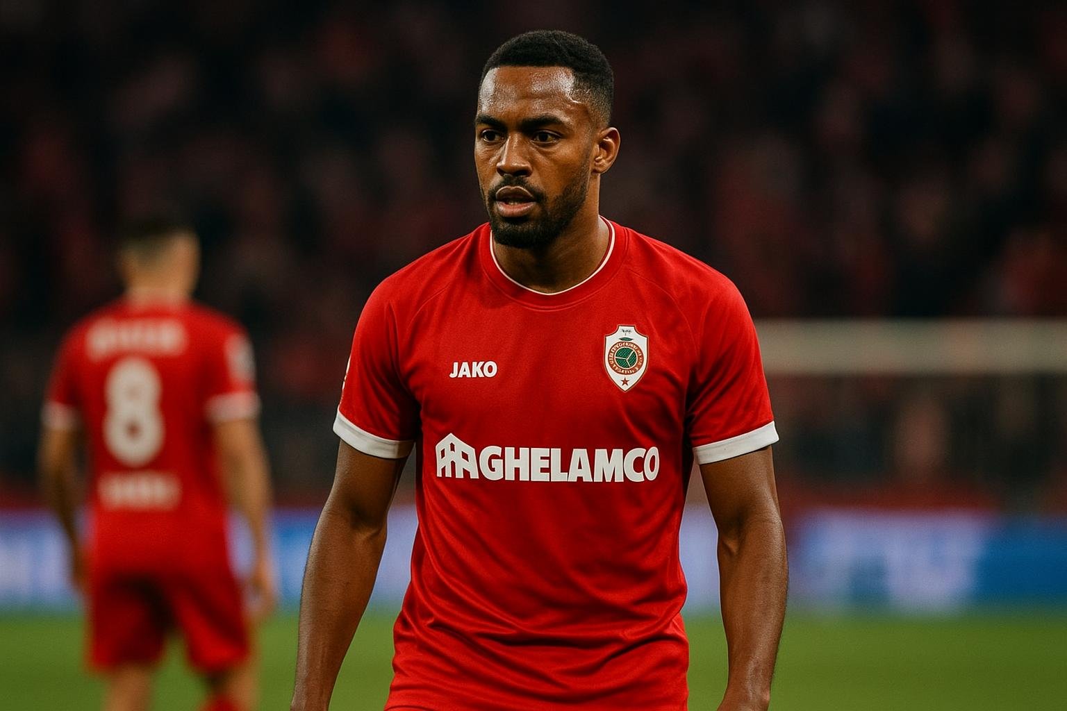 Gyrano Kerk in actie voor Royal Antwerp FC tijdens een wedstrijd