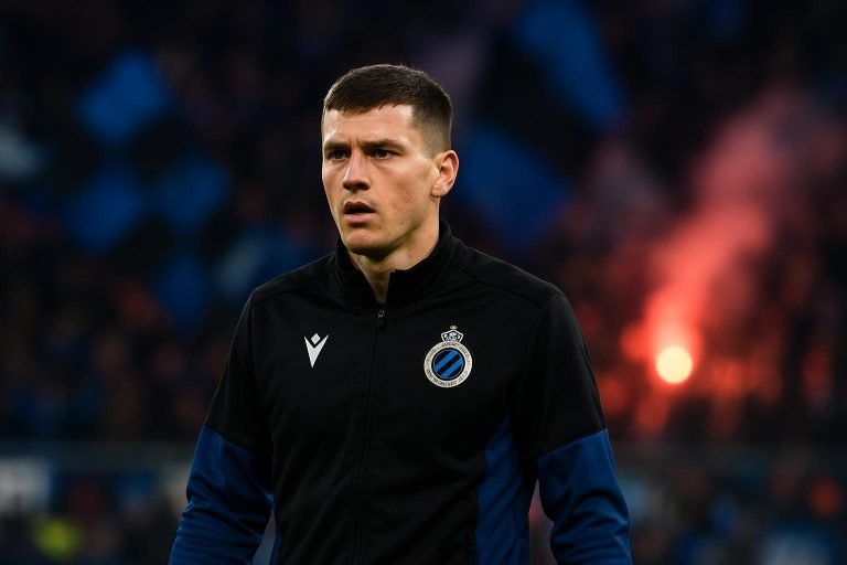 Christos Tzolis in actie voor Club Brugge tijdens een wedstrijd