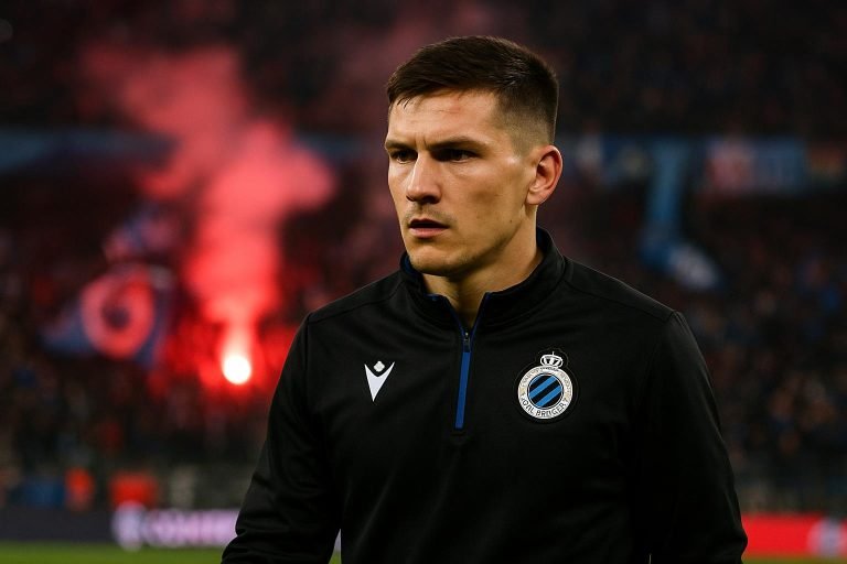 Christos Tzolis in actie voor Club Brugge tijdens een wedstrijd