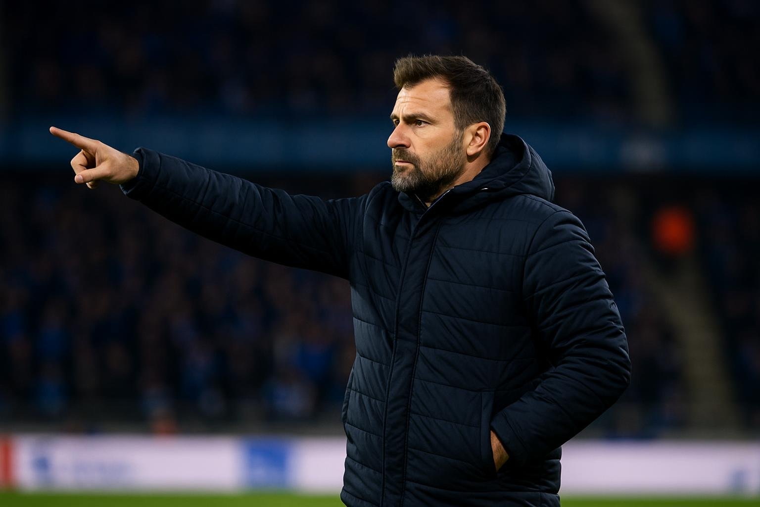 Ivan Leko gefocust langs de lijn bij Club Brugge