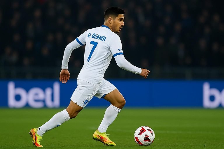 Zakaria El Ouahdi in actie voor KRC Genk tijdens een wedstrijd