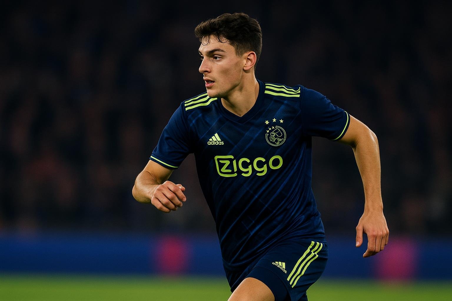 Ethan Butera in actie als jonge verdediger bij Ajax