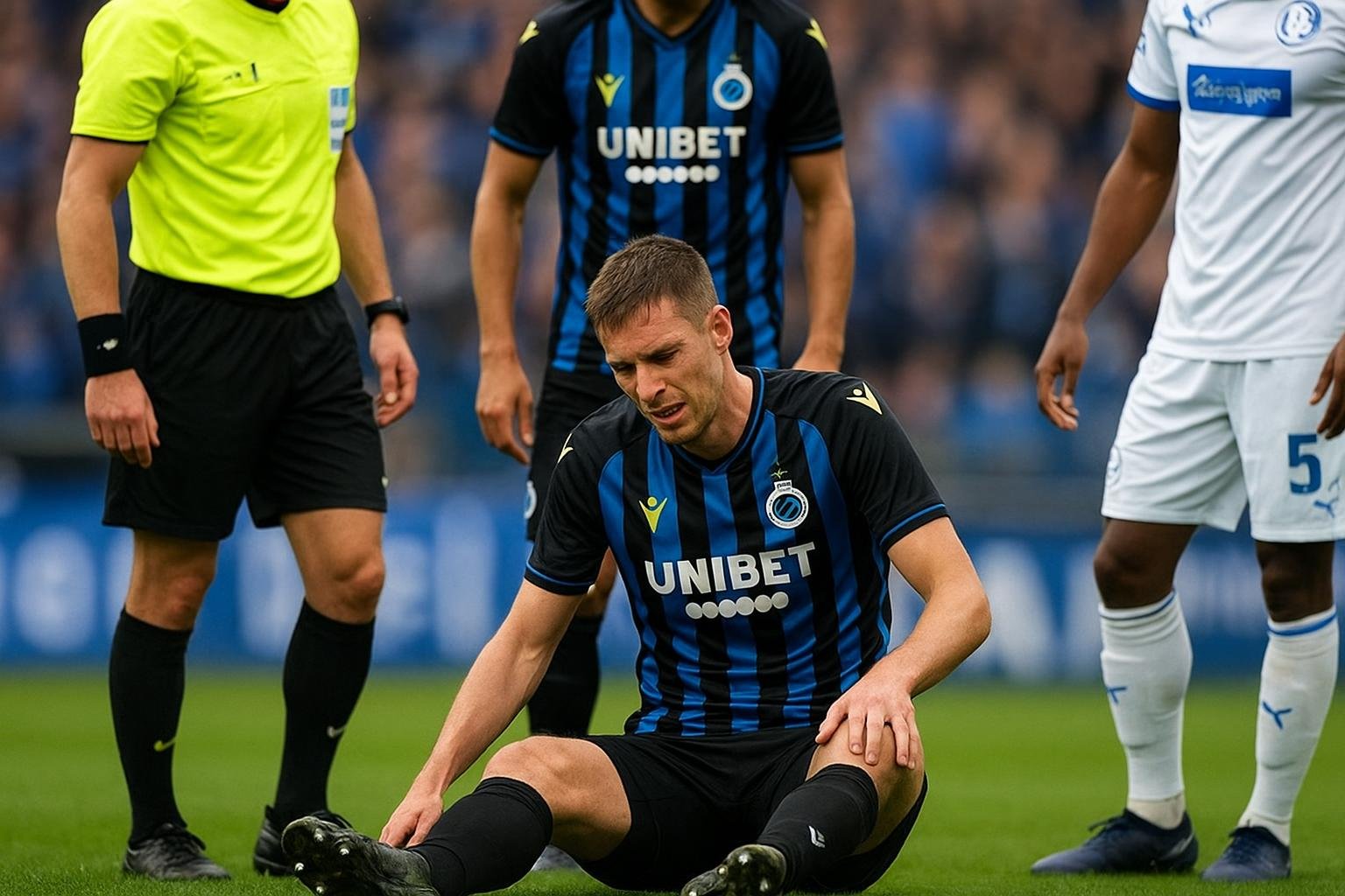 Brandon Mechele verlaat geblesseerd het veld bij Club Brugge