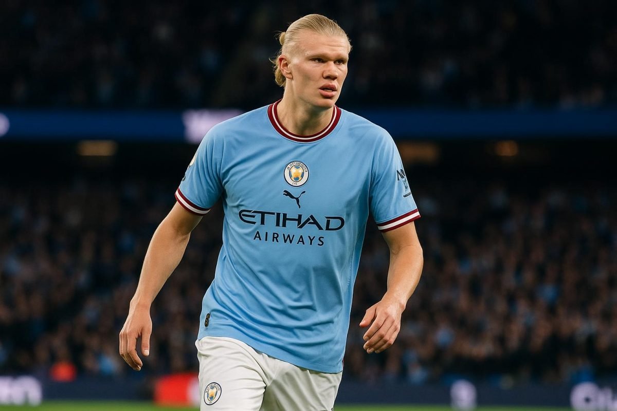 Erling Haaland in actie voor Manchester City tijdens een wedstrijd