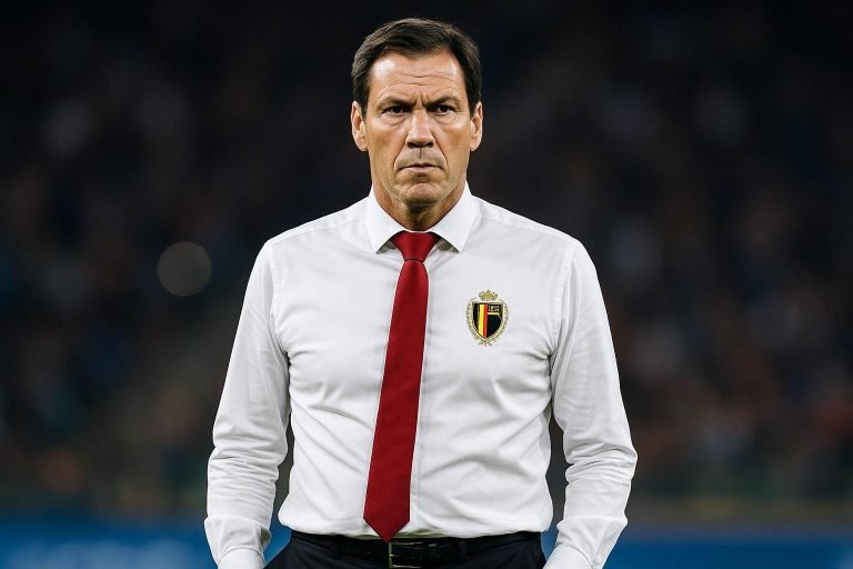 Bondscoach Rudi Garcia tijdens een persmoment bij de Belgische voetbalbond