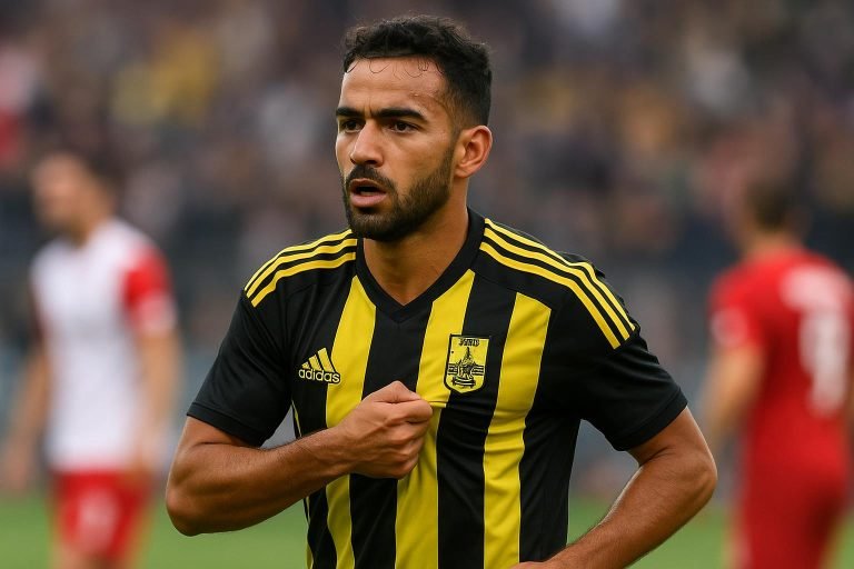 Othmane Boussaid in actie tijdens een wedstrijd van Aris Saloniki