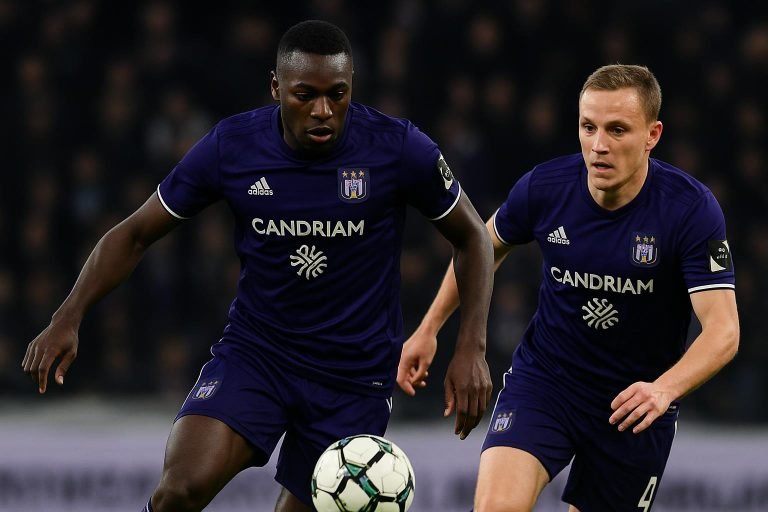 Marco Kana in actie voor Anderlecht tijdens een competitiewedstrijd