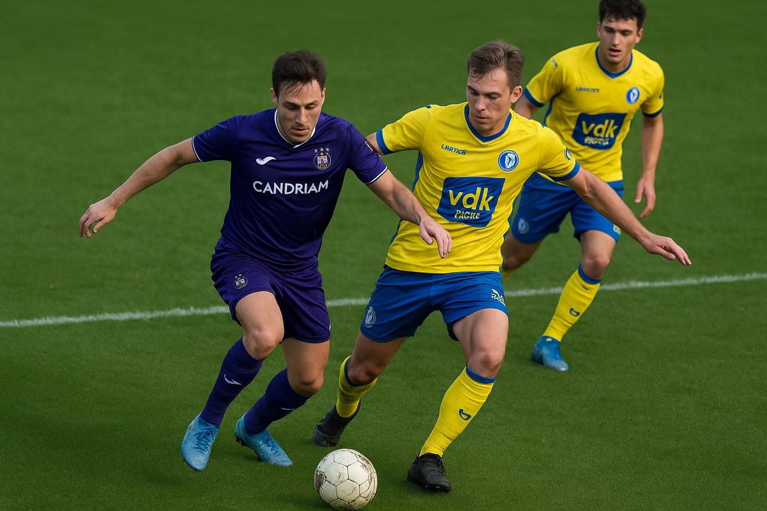 Scheidsrechter bekijkt het VAR-scherm tijdens een wedstrijd in de Jupiler Pro League