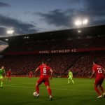 Overzichtsbeeld van een thuiswedstrijd van Royal Antwerp FC in het stadion