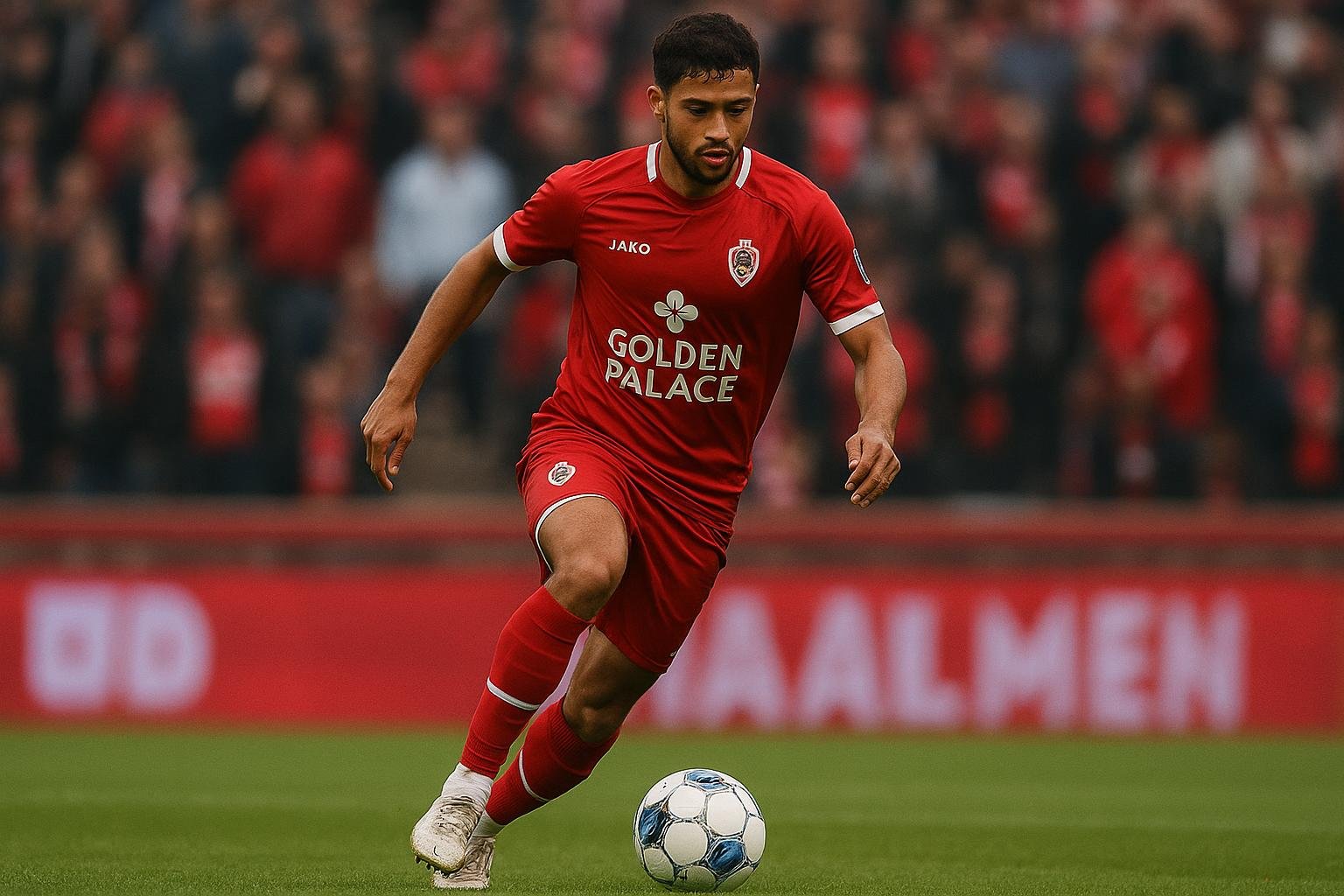 Middenvelder van Royal Antwerp FC in actie tijdens een wedstrijd