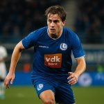 Actiebeeld van KAA Gent in het stadion tijdens een wedstrijd
