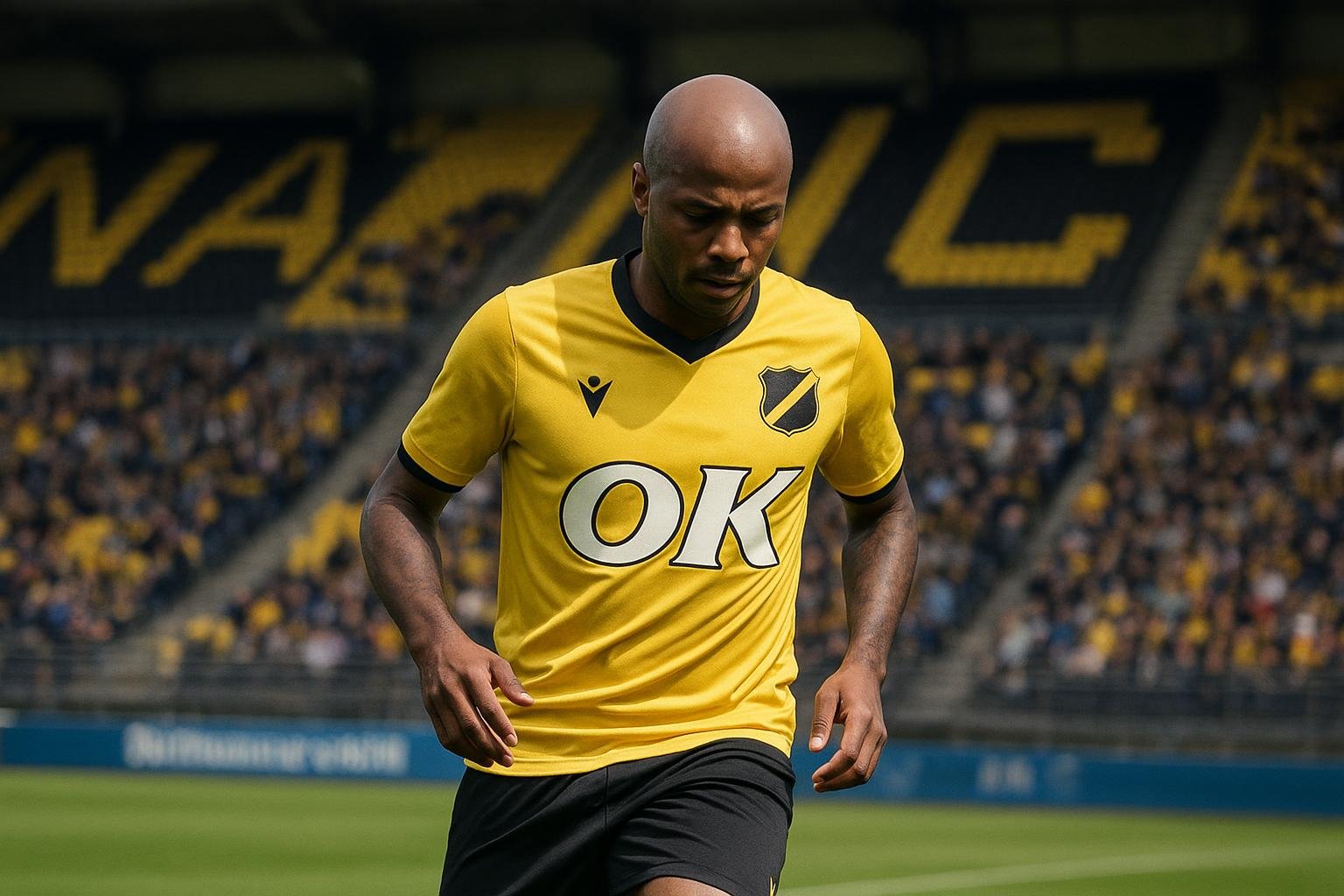 Sfeervol zicht op trainingsveld van NAC Breda in de avond