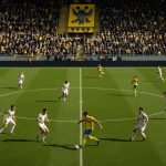 Spelmoment tijdens een wedstrijd met STVV in een vol stadion