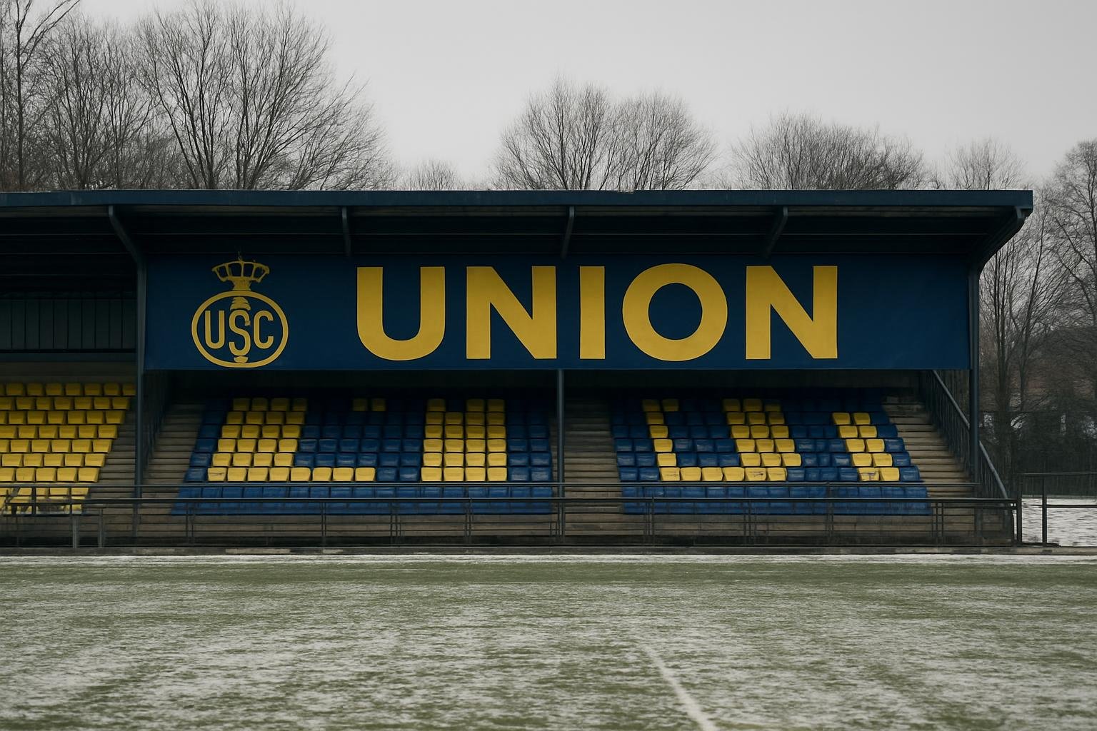 Trainingsterrein van Union Saint-Gilloise tijdens de winterperiode
