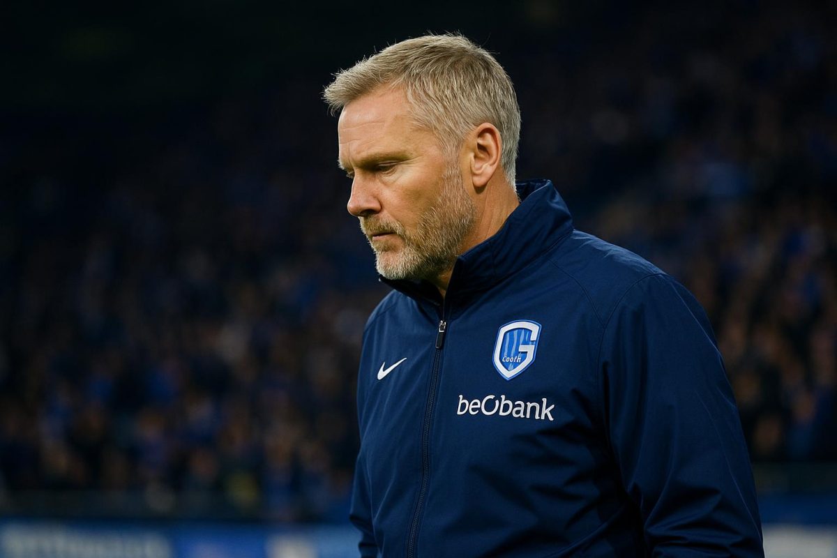 Thorsten Fink gefocust langs de zijlijn bij een wedstrijd van KRC Genk