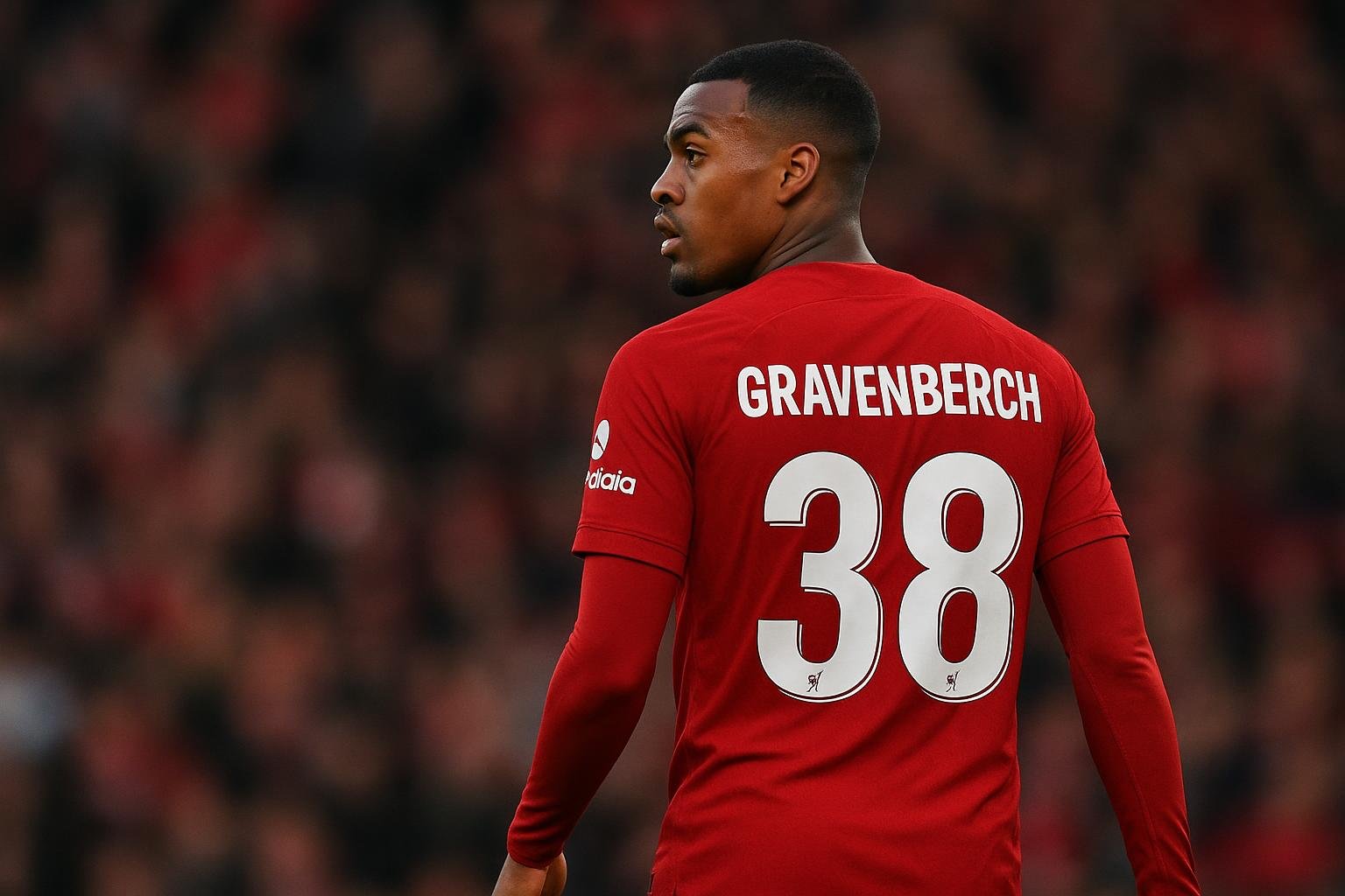 Ryan Gravenberch in actie voor Liverpool tijdens een uitwedstrijd