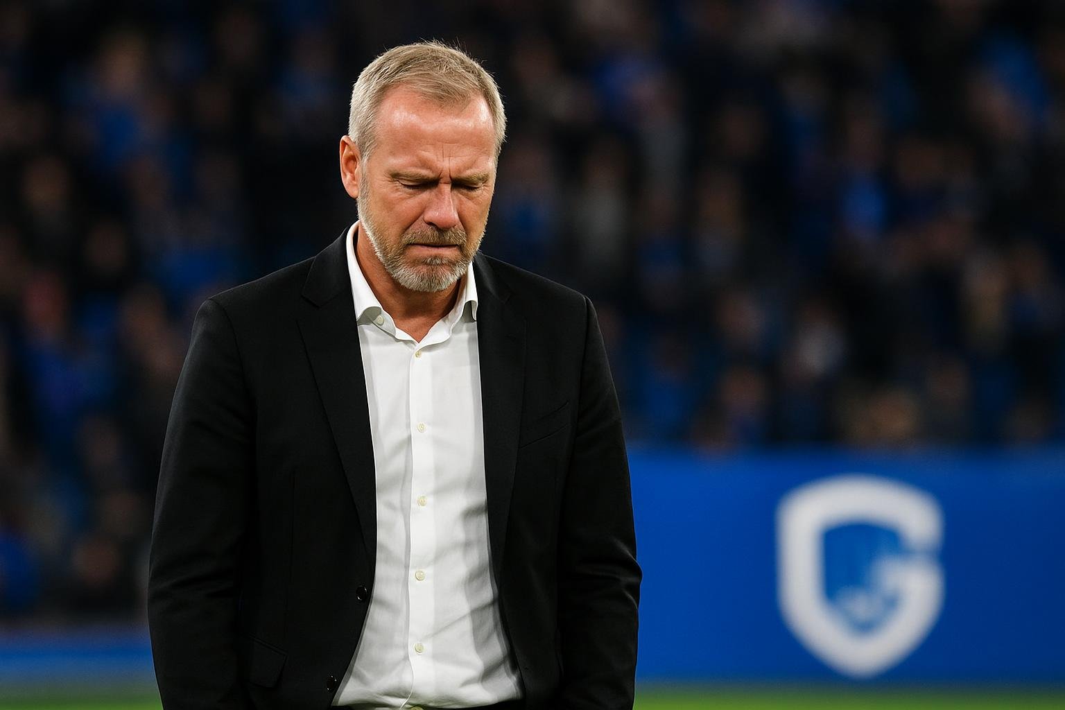 Teleurgestelde coach Thorsten Fink langs de lijn bij KRC Genk