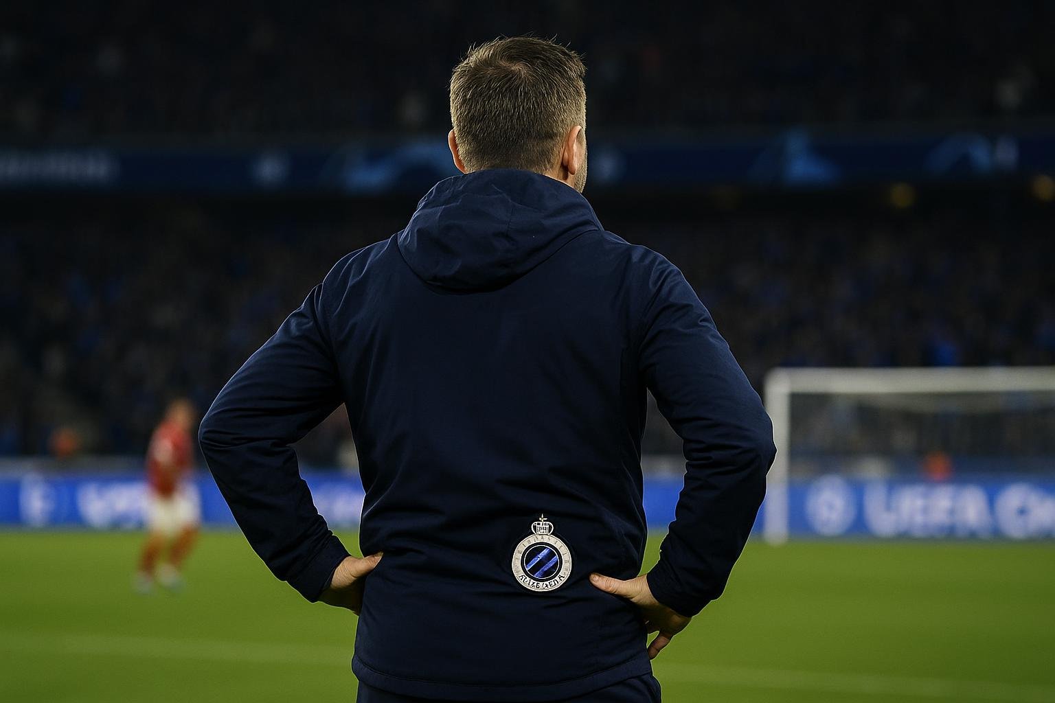 Nicky Hayen langs de zijlijn tijdens een wedstrijd van Club Brugge