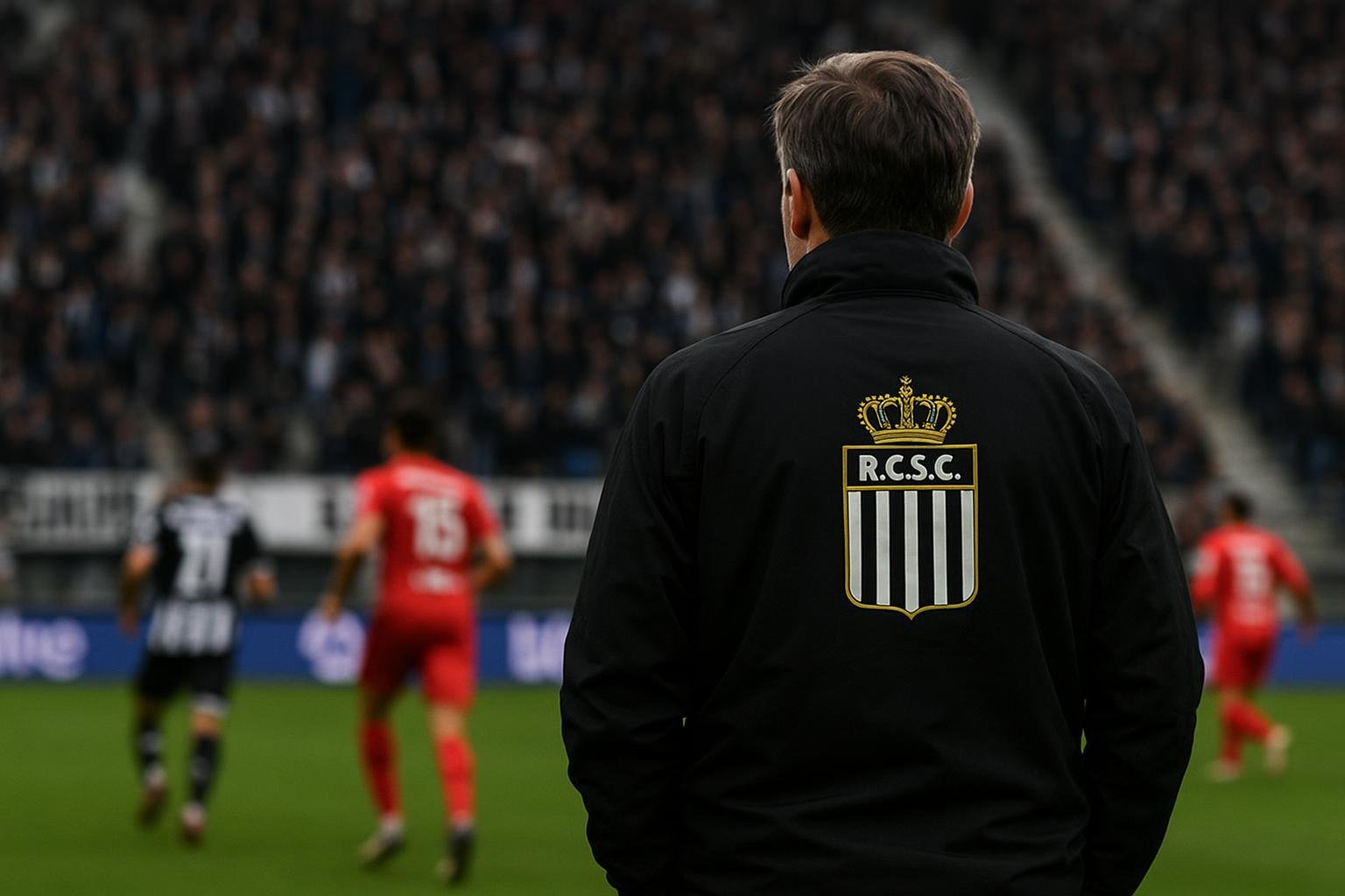 Interim-trainer Hans Cornelis langs de lijn bij Sporting Charleroi