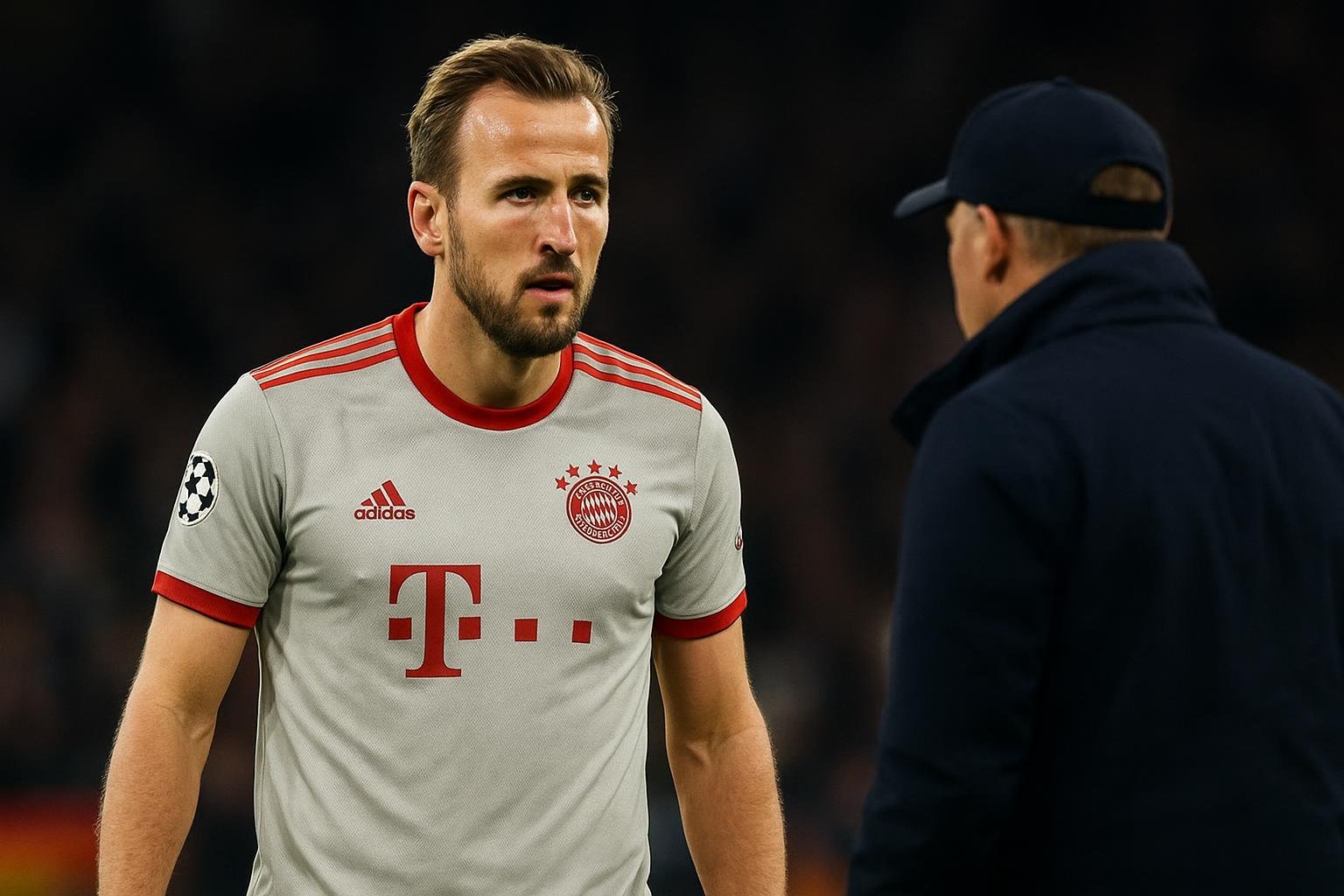 Harry Kane in actie voor Bayern München onder coach Vincent Kompany