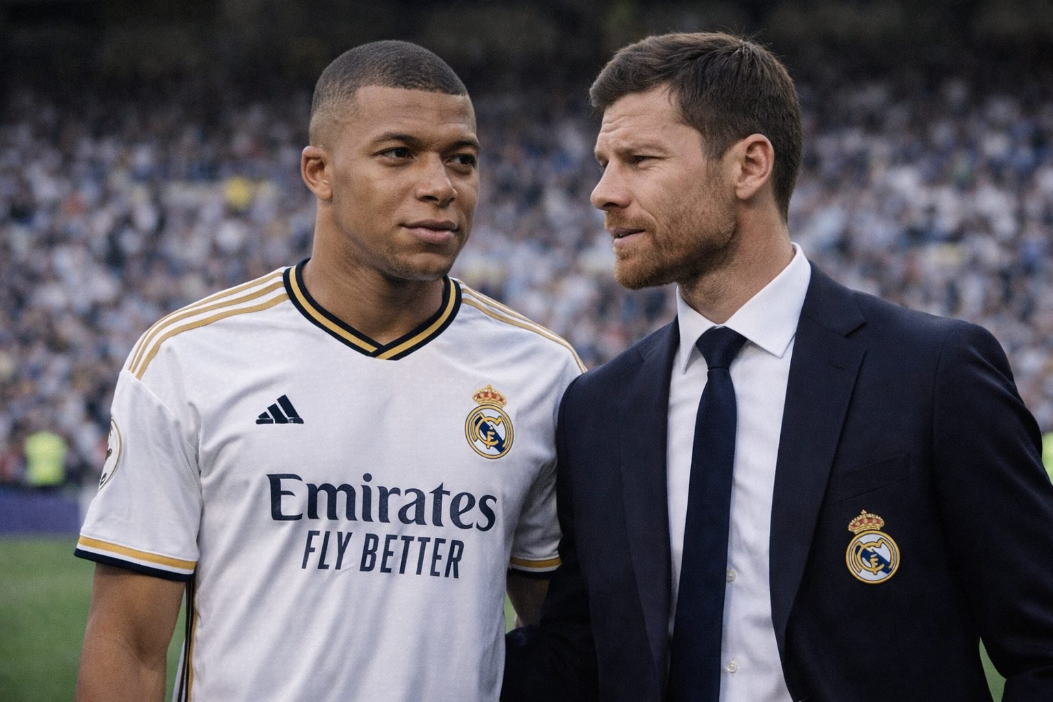 Kylian Mbappé met Xabi Alonso bij Real Madrid