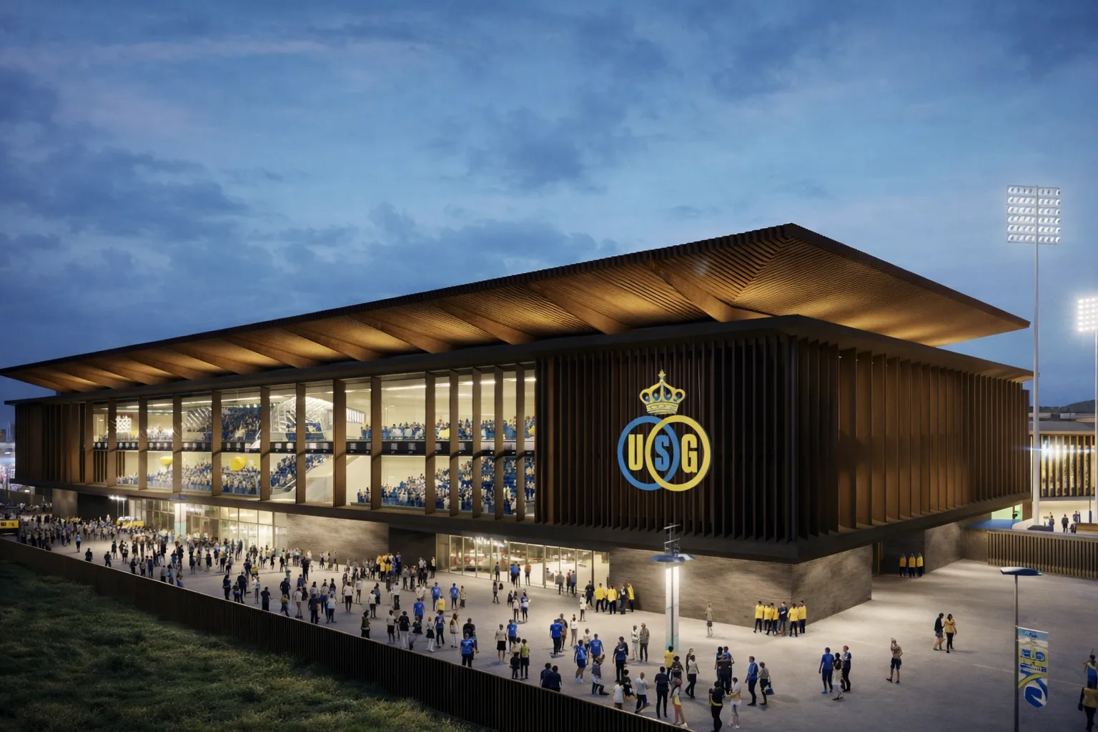 Een weergave van het nieuwe toekomstige stadion van Union SG