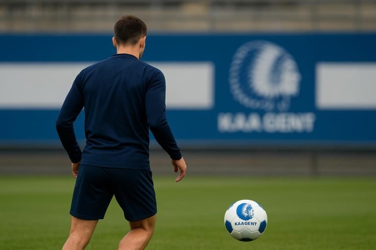 Een speler in trainingsoutfit op het veld, als illustratie bij de mogelijke komst van Moctar Diop naar KAA Gent