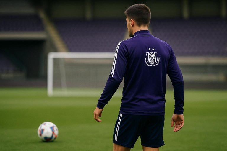 Mario Stroeykens van RSC Anderlecht tijdens een trainingsmoment