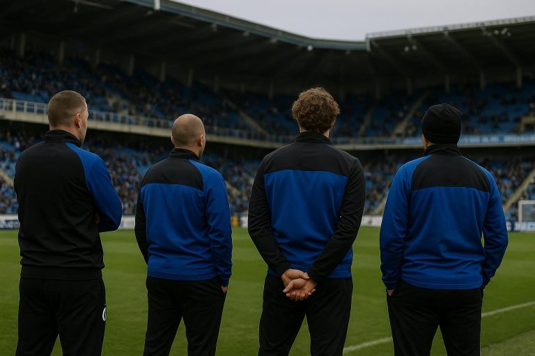 Sfeermoment bij Club Brugge in het stadion, in aanloop naar een competitiewedstrijd