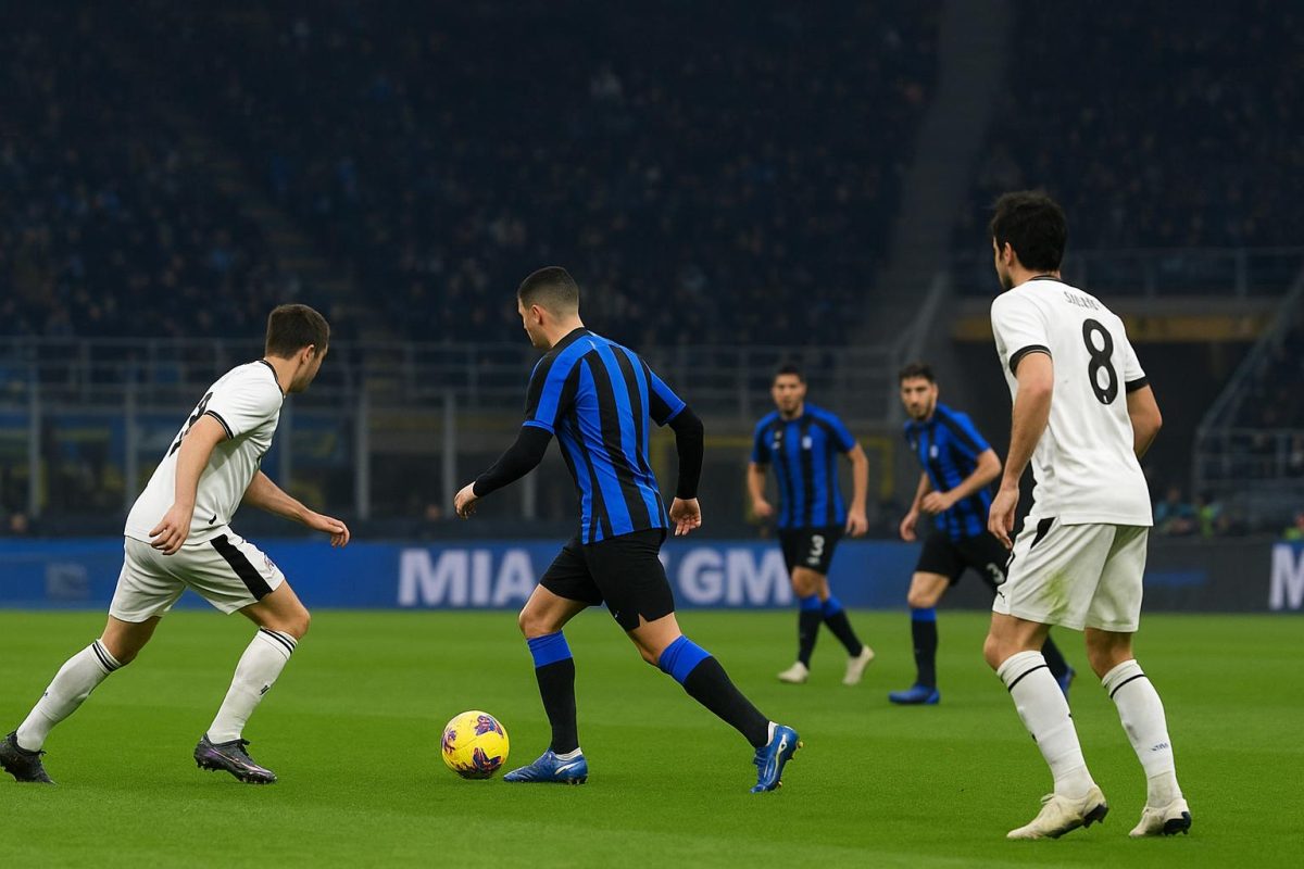 Spelsituatie in het San Siro tijdens Inter tegen Pisa