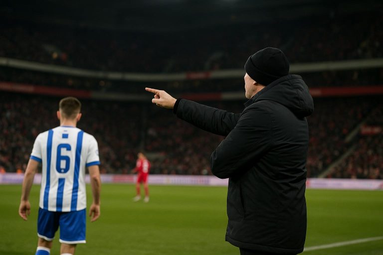 Rik De Mil langs de zijlijn tijdens Standard tegen KAA Gent
