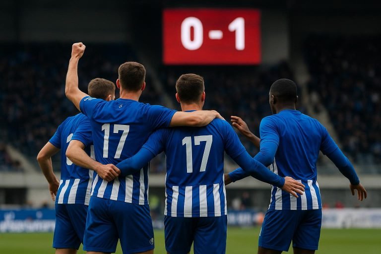 Spelers van KAA Gent vieren een doelpunt tijdens de 0-4-zege tegen Standard.