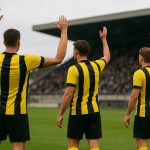 Spelers van Lierse SK vieren samen tijdens een wedstrijd in de Challenger Pro League