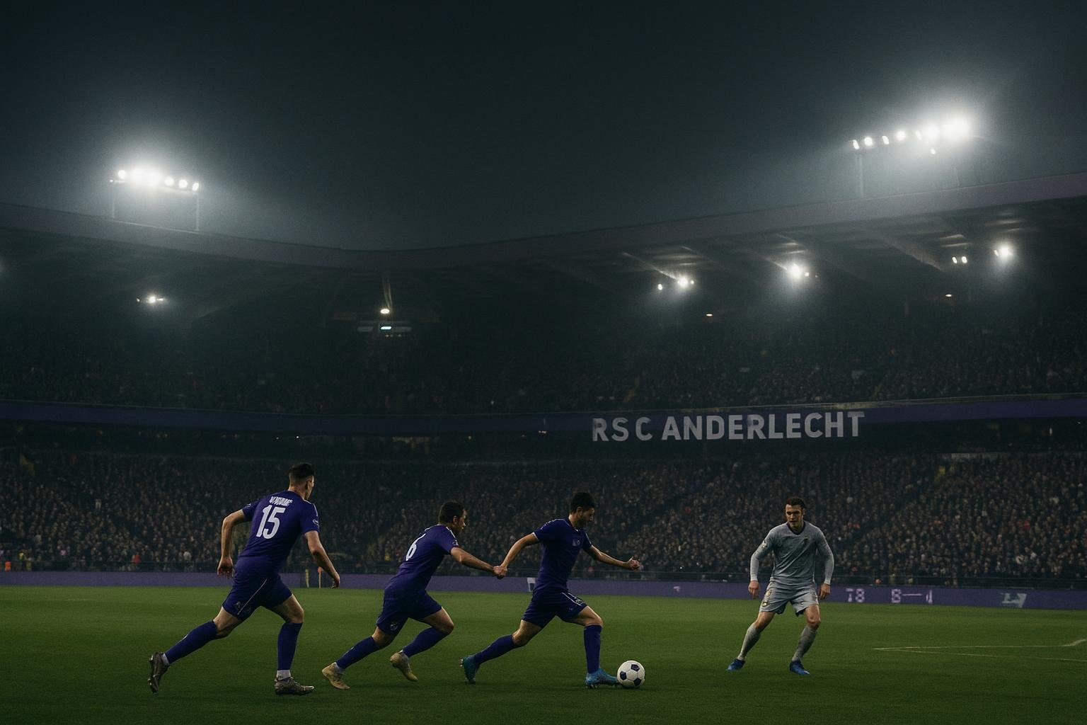 Anderlecht-selectie tijdens een wedstrijd in het stadion