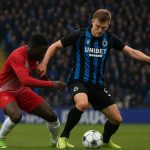 Spelmoment tijdens Club Brugge tegen Zulte Waregem in het Jan Breydelstadion