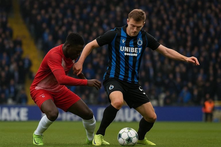 Spelmoment tijdens Club Brugge tegen Zulte Waregem in het Jan Breydelstadion